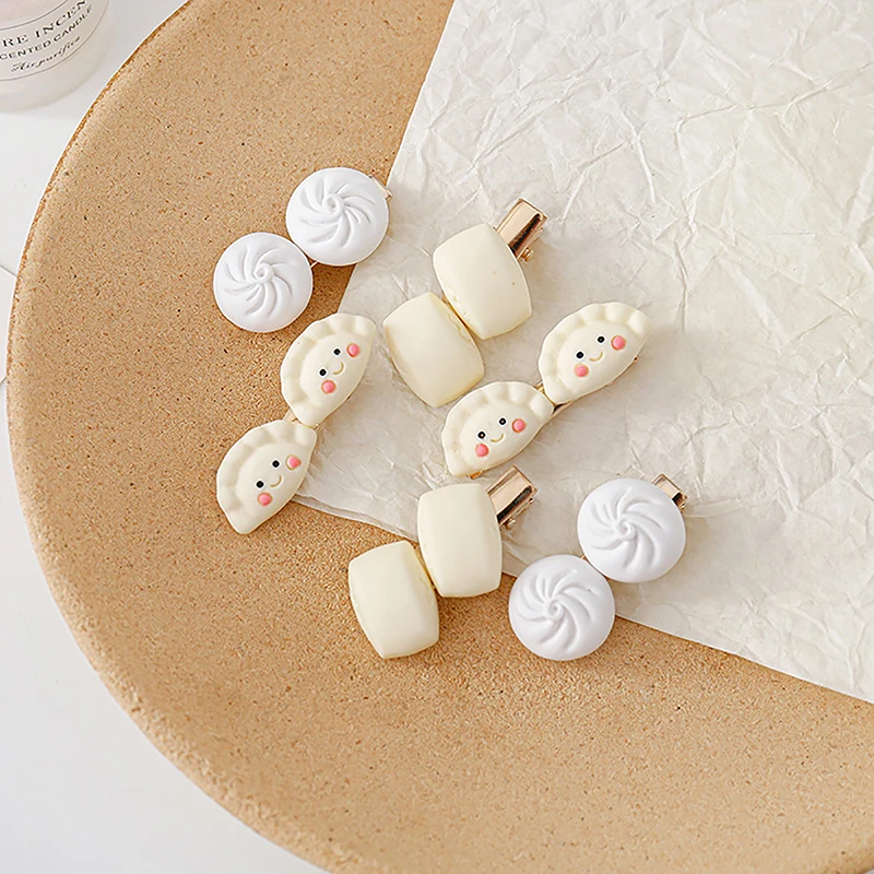 

1PC Cute Funny Dumpling Bun Simulation Food Hairpin Girl Heart Headdress Personality Creative Side Fringe Hairpin Headdress