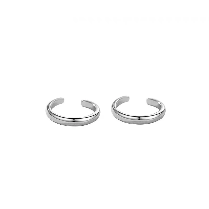 Silver Minimalist Double Layered Personality Clip Earrings
