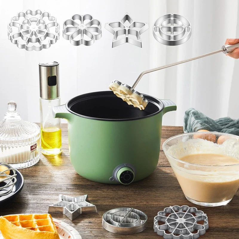 Rosette Iron Molds Set Bunuelos Mold With Handle Cooking Stamp Maker Kit Cookie Cutter Aluminum Alloy Waffle Mold