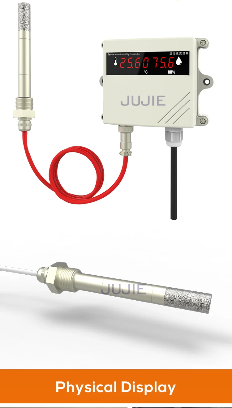 RS485 0-5V 0-10V 4-20mA Display Transmitter with Temperature Humidity Sensor Wal