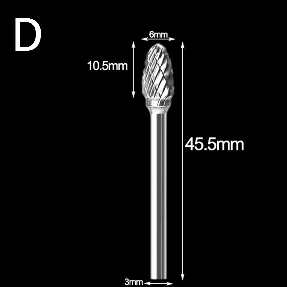 3mm Shank Drawing Tungsten Carbide Milling Cutter Rotary Tool Burr Diamond Cutter Rotary For Dremel Metal Wood Electric Grinding