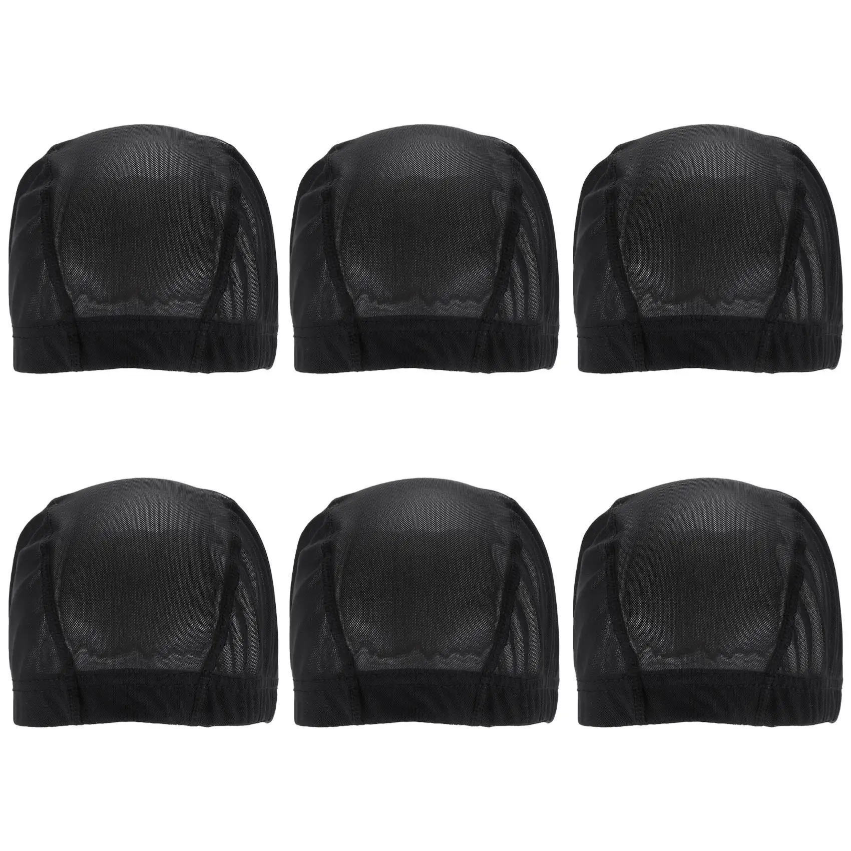 

6 Pcs Wig Cap for Wig Making Elastic Dome Mesh Wig Cap Women's Front Lace Wig Black