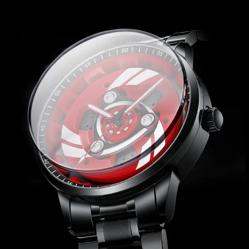 Orologio da uomo con ruota girevole 3D reale Orologi da uomo con bordo per auto Orologio sportivo da uomo al quarzo impermeabile per uomo Orologio da uomo_voghion.com