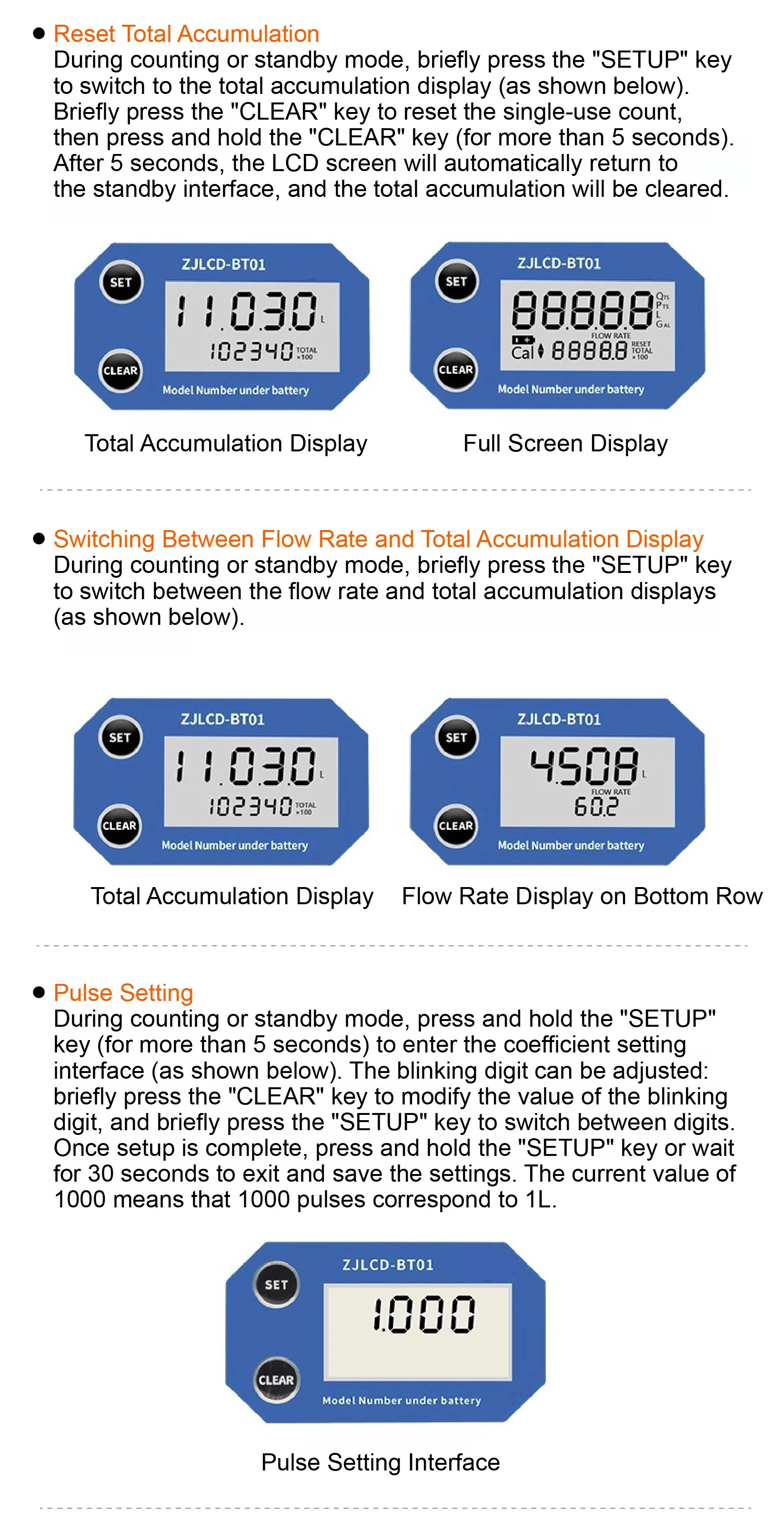 Wired Pipeline Digital Flow Meter DN15-DN80 LCD Display Flowmeter with Cable PVC
