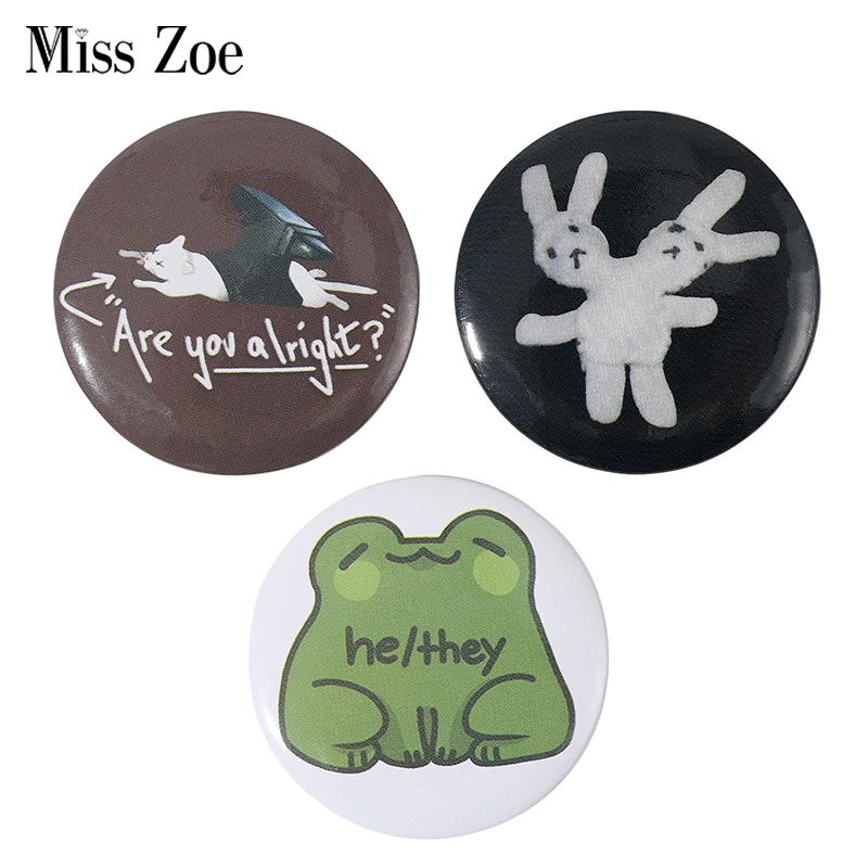 Two Headed Bunny Customize Animal Soft Button Pin Collar Metal Cute Clothes Women Lover Lapel Pin Badge Fashion Gift Hat Jewelry