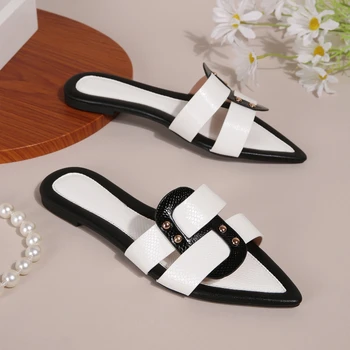 Fashion Women's Shoes Spring New Style Pointed Flat Shoes Anti Slip Versatile Women's Sandals Soft Sole Open Toe Women Slippers 1