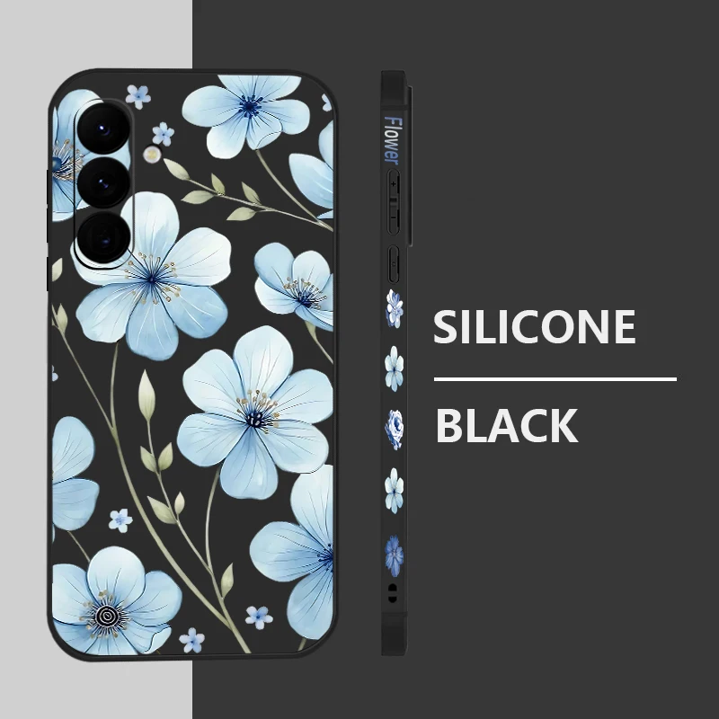 Light Blue Flower Soft TPU Phone Case Cover