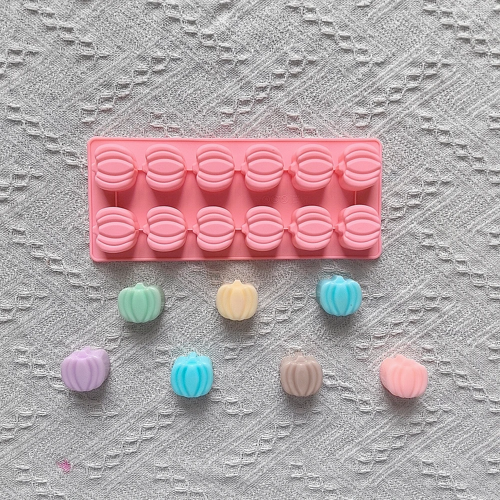 1pc 12-Cavity Pumpkin Shaped Silicone Mold for DIY Biscuits, Candy, Chocolate, Desserts... - SKU SMDB1729 - UGI Packaging