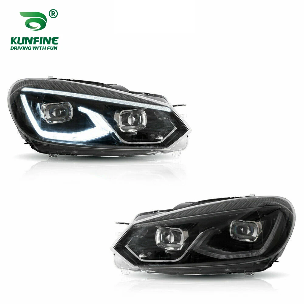 차량용 페어 헤드라이트 어셈블리, VW Golf6 MK6 2010-2014 튜닝 헤드라이트 램프 부품, 주간 주행등 Bi Xenon 프로젝터 렌즈