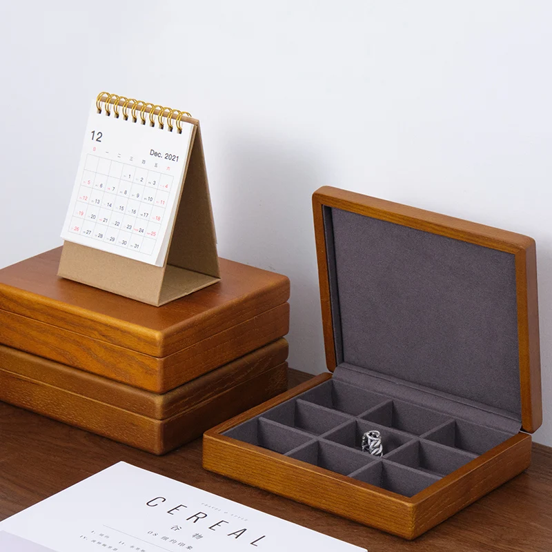 Oirlv Solid Wooden Jewelry Display Box Ring Display Holder with Microfiber Jewelry Box Stand for Jewelry Organizer Packing Box