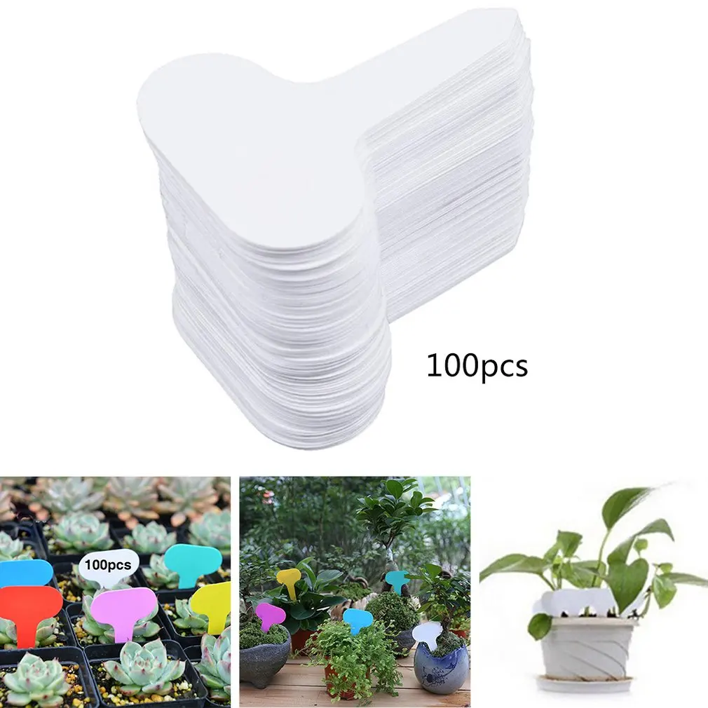 

Hot Newest 100Pcs Plant Flower Label Plastic T-type Garden Tags Ornaments Nursery Thick Tag Markers For Plants Garden Decoration