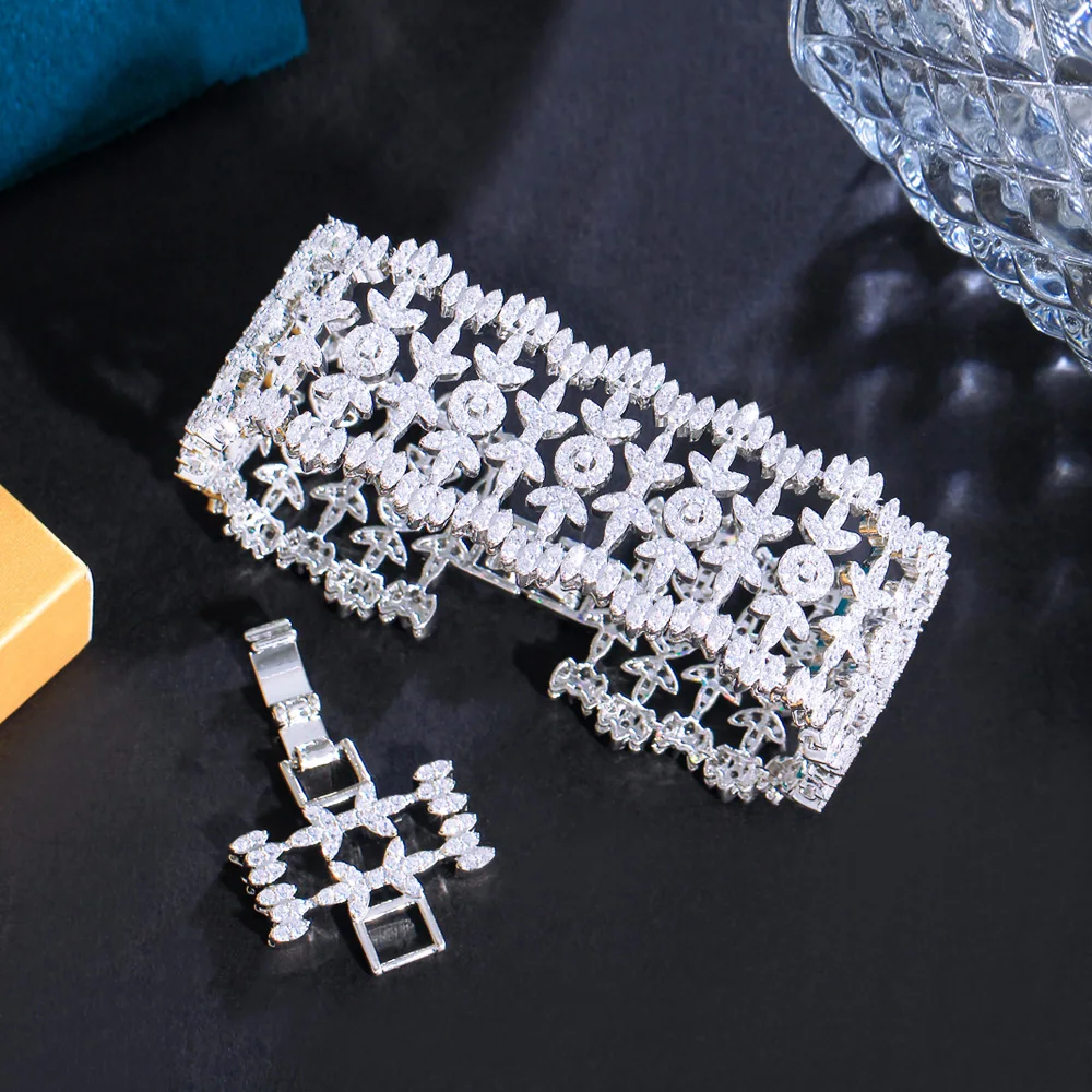 クリスチャンラクロア バングル CZ Cross Bangle, BK-08R, 1piece, Original Rhodium Plated