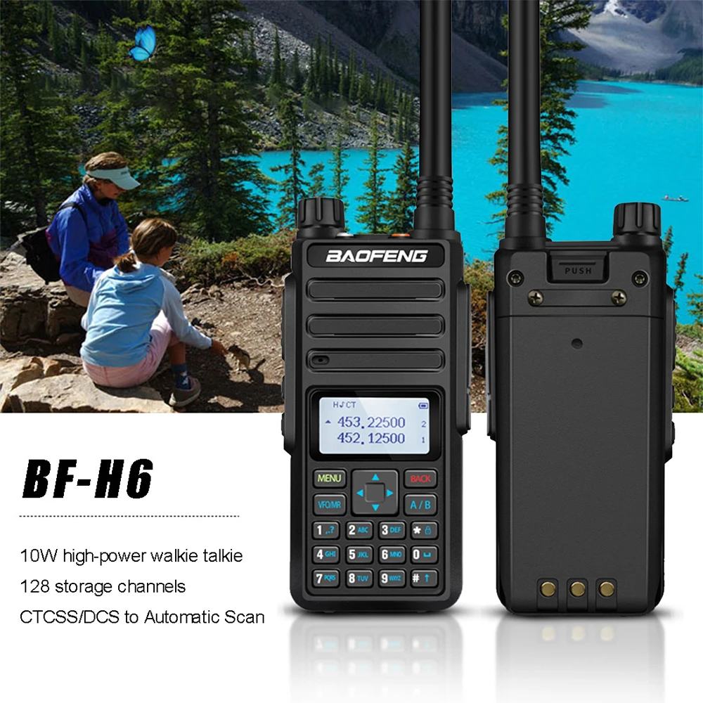 Original Baofeng BF-H6 Walkie Talkie 10KM VHF UHF Dual Band Handheld Portable Ham Radio 10W Powerful Two Way Transceiver Radio 5