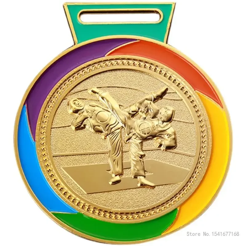 Customized Taekwondo Medal Tag, Gold Silver Bronze, Zinc Alloy, School Sports Competitions, Creative Awards Souvenir Decor, 2Pcs