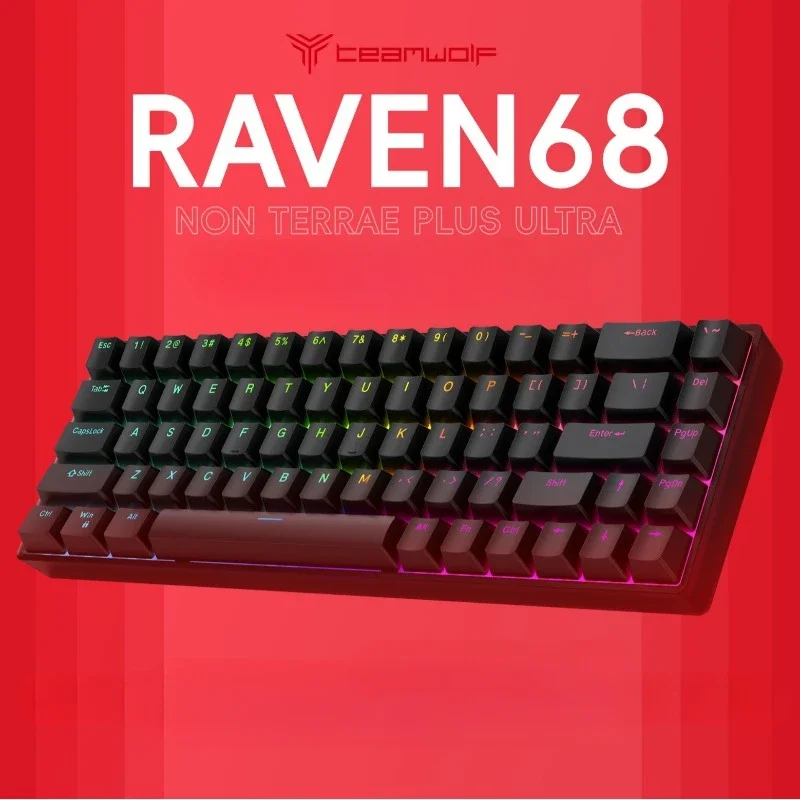 

Механическая клавиатура Raven68, проводной Магнитный переключатель, прокладка 8K, игровая RGB подсветка, популярная клавиатура для киберспорта для ПК и ноутбука