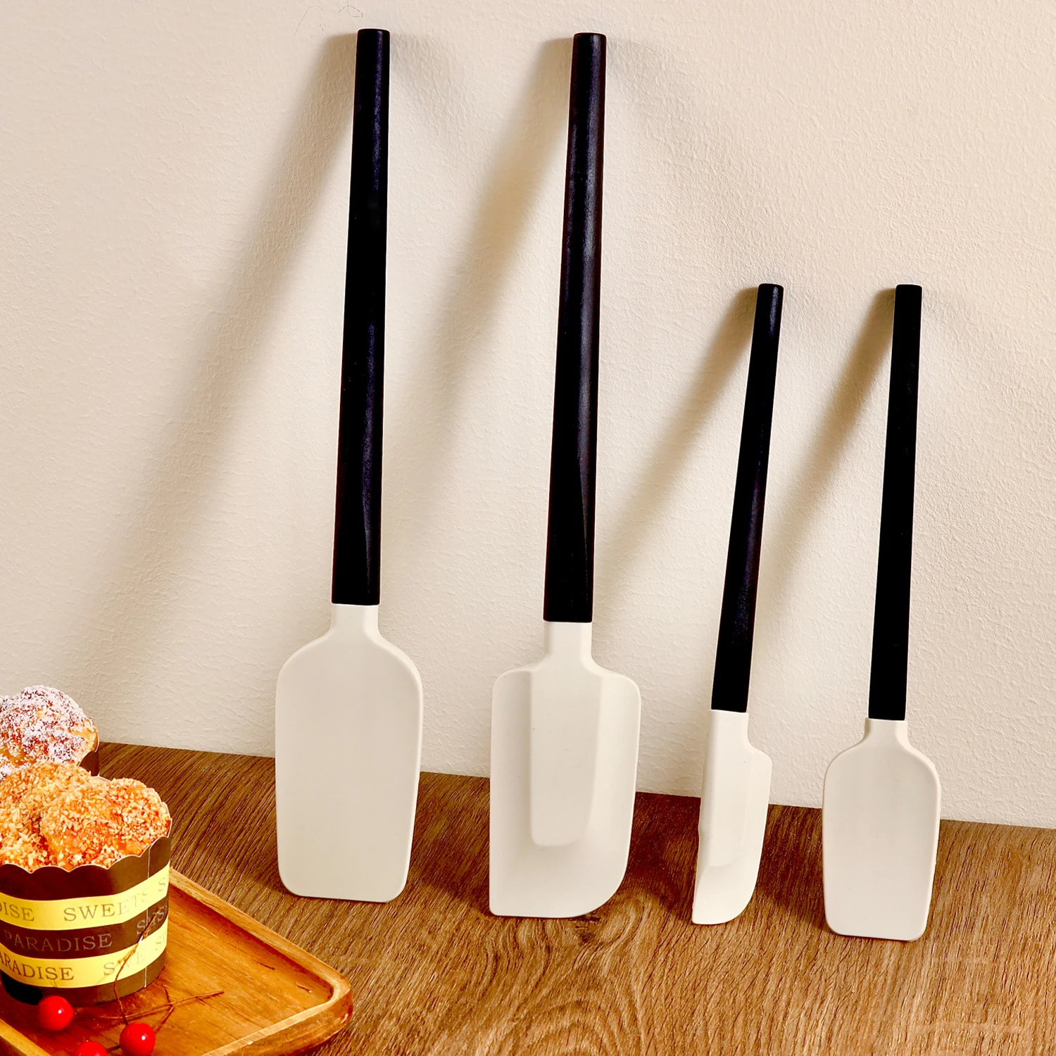 4Pcs/Set Printed Pattern Silicone Cream Spatula Non-stick Pastry Blenders Chocolate Butter Baking Scraper Kitchen Cake Mixer