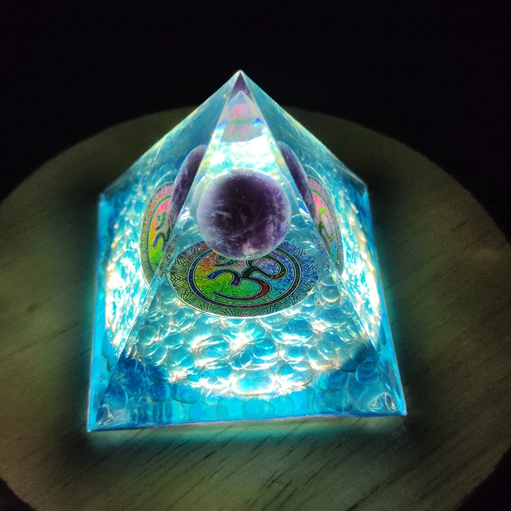 Domybest Pyramide Orgonite Bouddha Avec Base De Lumières Led
