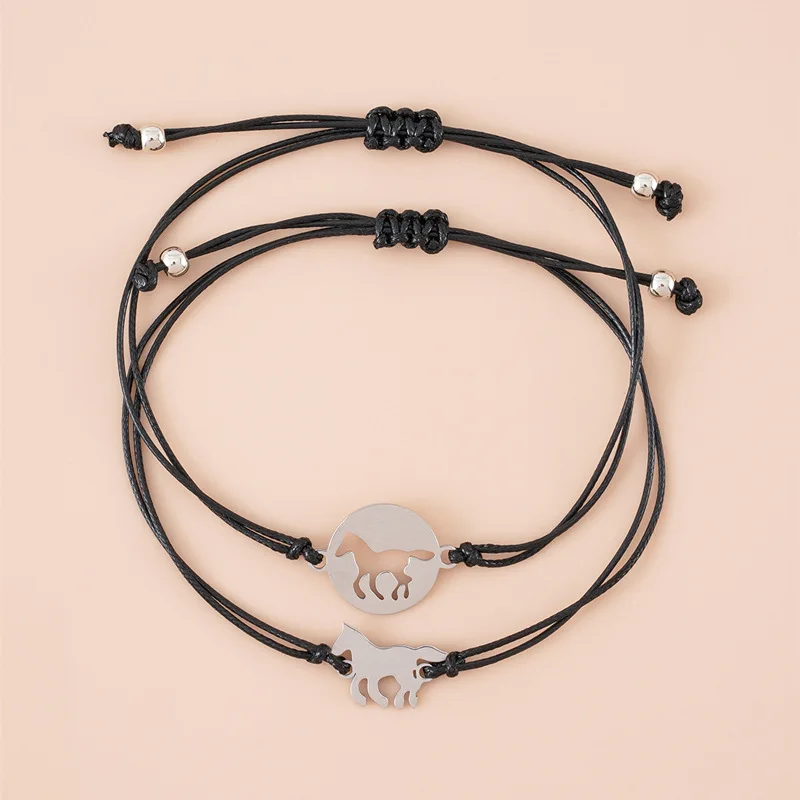 New Horse Butterfly Heart Sisters Card Bracelets Best Friendship Stainless Steel Handmade Birthday Gift Mother's Day Jewelrys