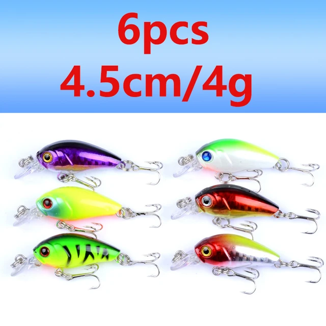 6pcs Minnow Fishing Lure Kit Mixed Colors Crankbaits Set Bass