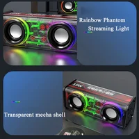 V8 Transparent Mecha Speakers Bluetooth 5.0 Wireless Double Bass Diaphragm Subwoofer Music TWS RGB Light Mini Party Loudspeaker - Image 3