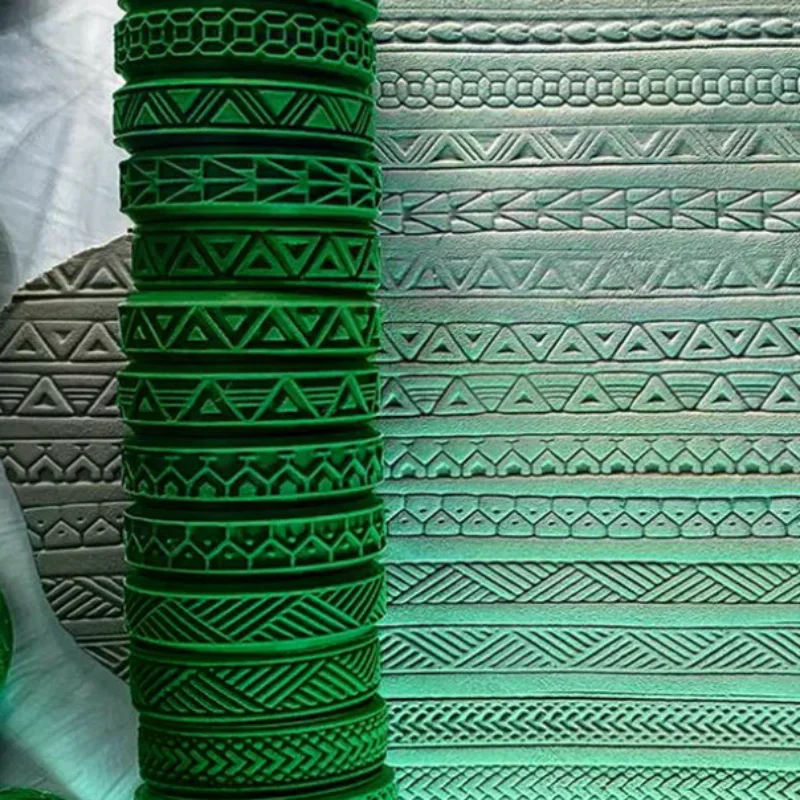 Clay Stamp Roller Ceramic Texture Wheel Geometric Flower Patterns DIY Clay Tools Body Painting Stamps Durable Art Decor