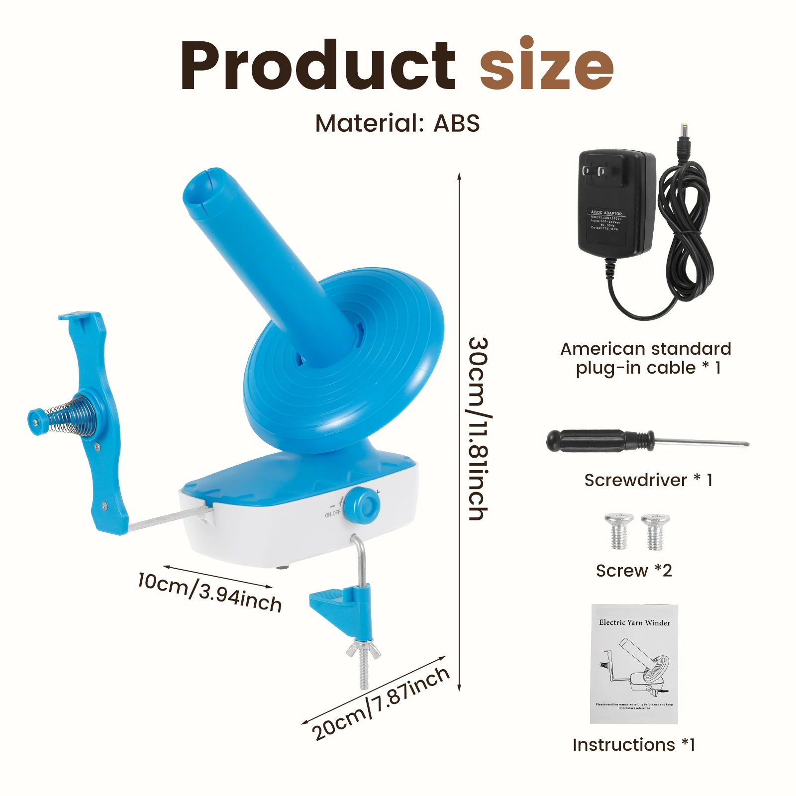 Electric Yarn Winder Adjustable Yarn Ball Winder Large Capacity Cake with Stepless Speed Automatic