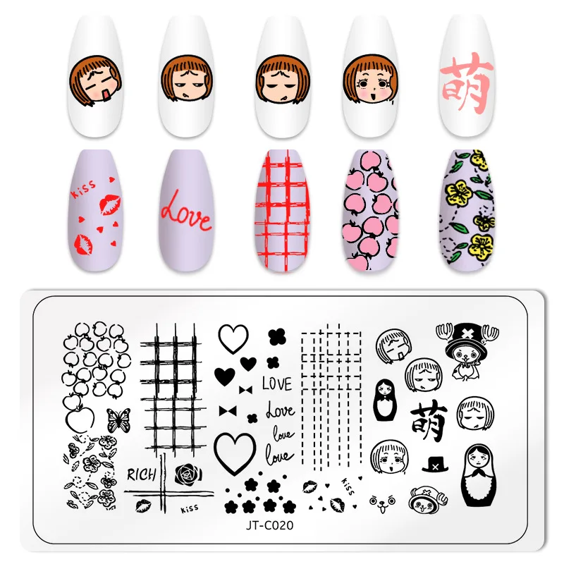 

Valentine's Day Heartbeat Nail Stamp Templates Love Heart English Letter Nails Art Stamping Plate Professional Nails Supplies