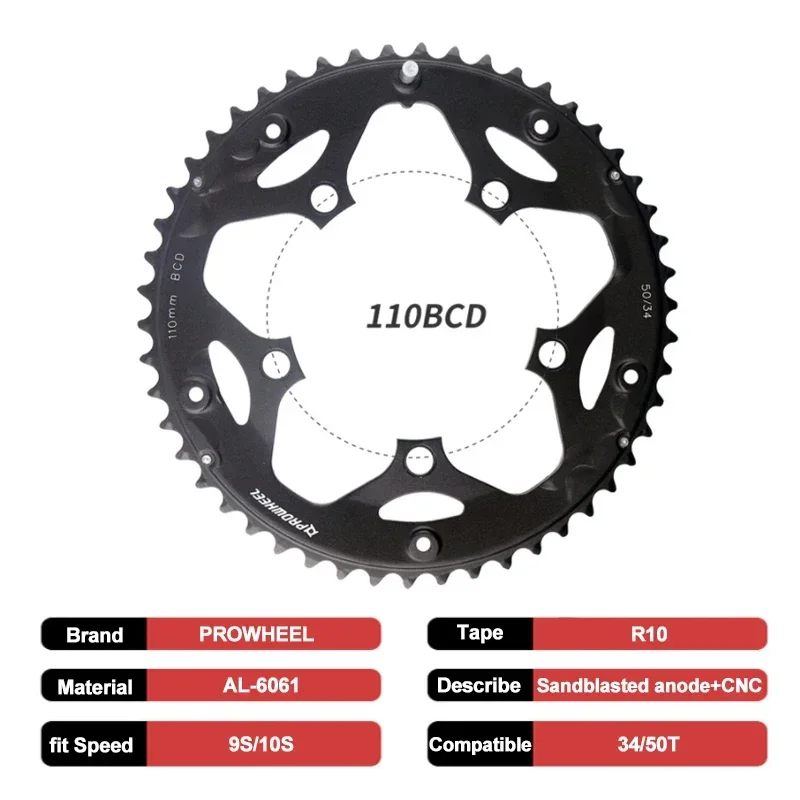 PROWHEEL 110BCD Chainring 5 Bolt 4 Bolt Mountain Bike Chainwheel 34T 50T Bicycle