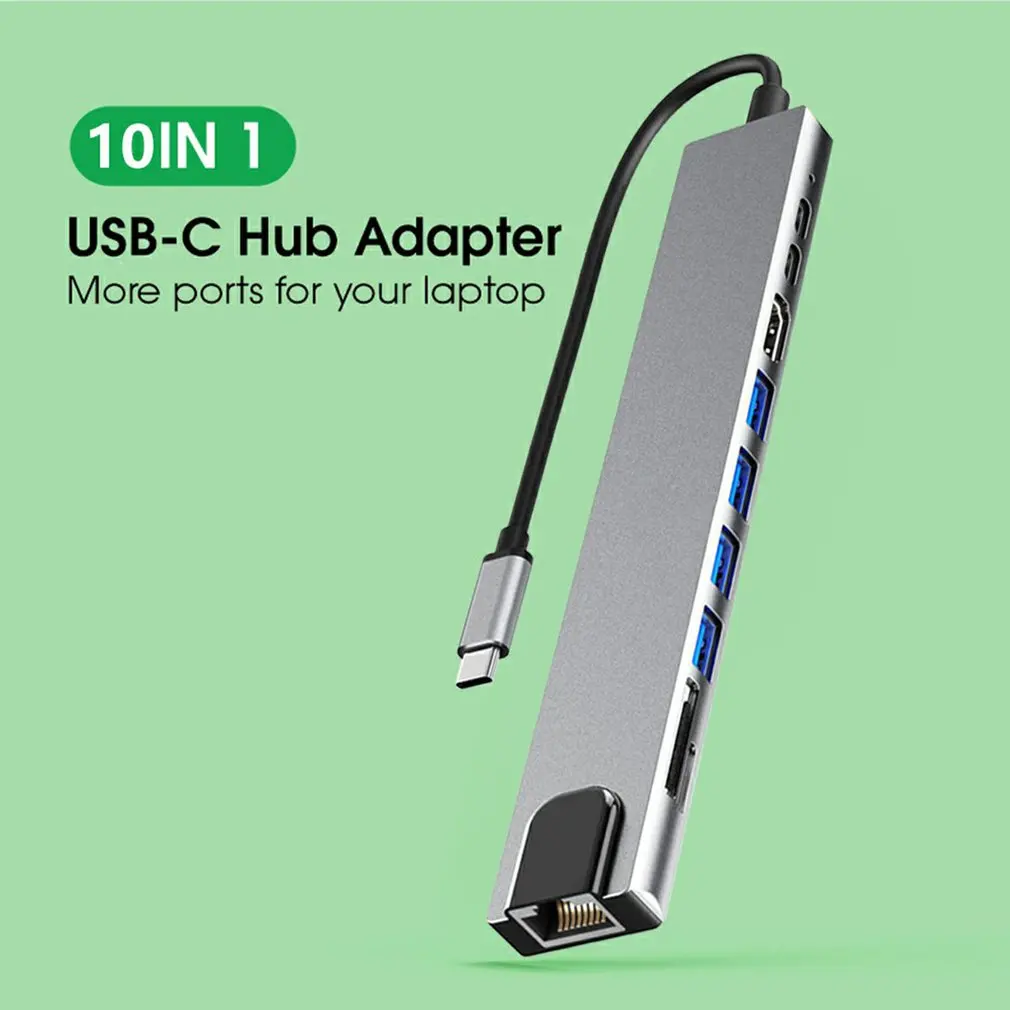 

10 in 1 USB C HUB Docking Station for MacBook Air/Pro USB Type C to 4K HDMI-compatible USB VGA PD 3.5mm Dock HUB Adapter