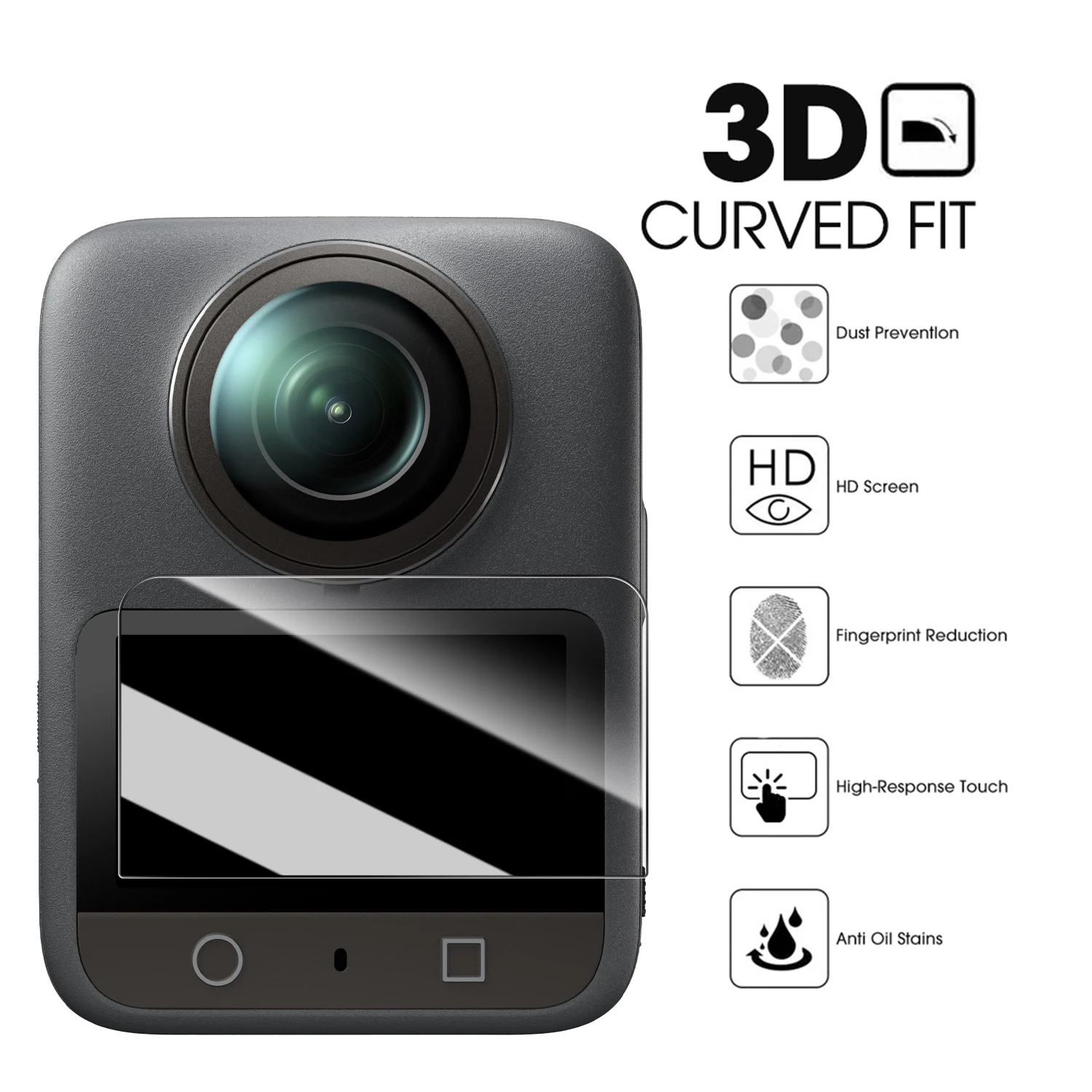 Tempered Glass Film screen Protector Cover for DJI Osmo 360 Camera Silicone Lens Cover Soft Len Cap for Osmo 360 Accessories
