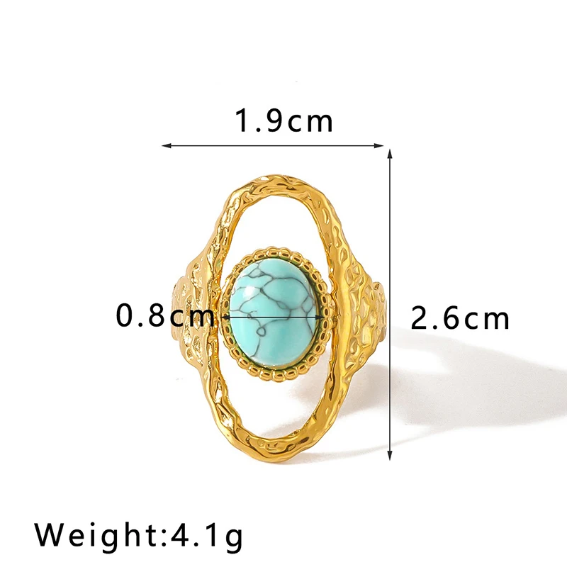 PRISCA | Offener Ring aus Naturstein für Damen. Edelstahl. Charms Handschmuck. Einstellbar. Neu – Detail 7