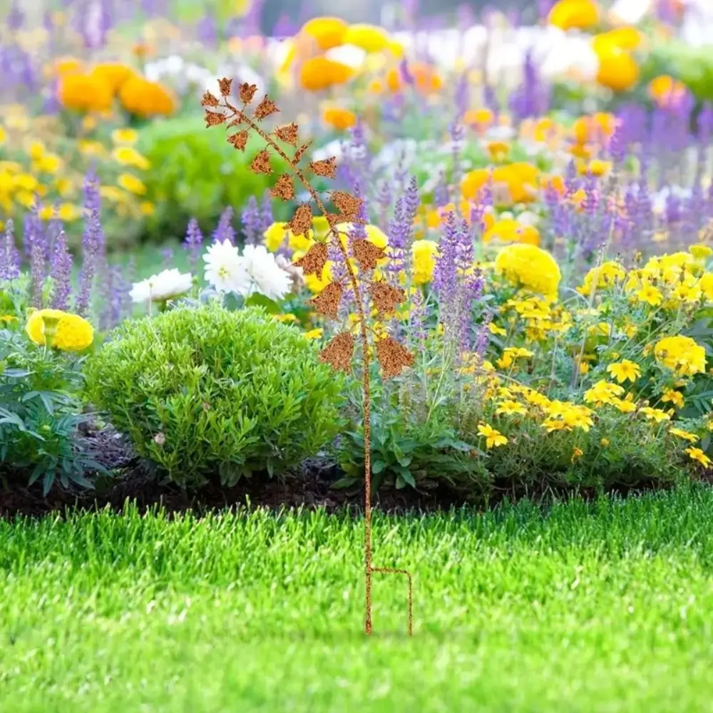 Description Picture 5 of itemCrafts Metal Decorative Rusty Stake Plant Shaped Antique Design Garden Pile Art Ground Stake Potted Plants