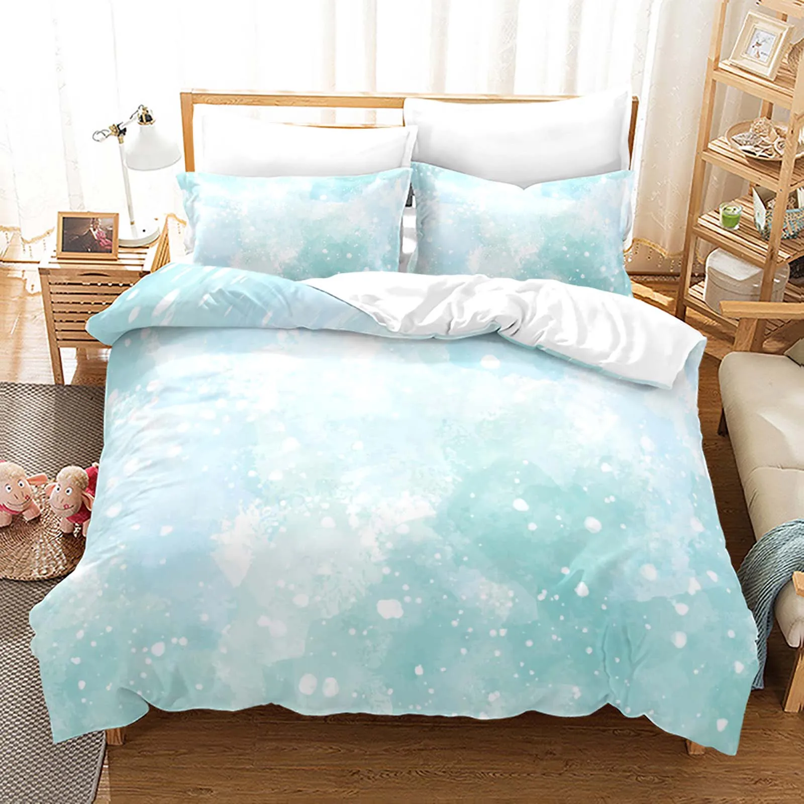 Rainbow Gradient Cloud Duvet Cover Set Colorful Print Bedding Set For Girls Women Bedroom Decorative Bedspread 2