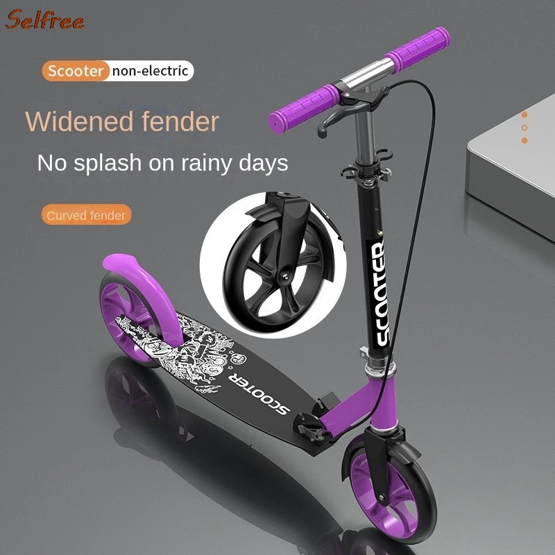 Selfree City-Patinete de dos ruedas para niños y adultos, Scooter plegable con Pedal de freno doble, para derrape, novedad