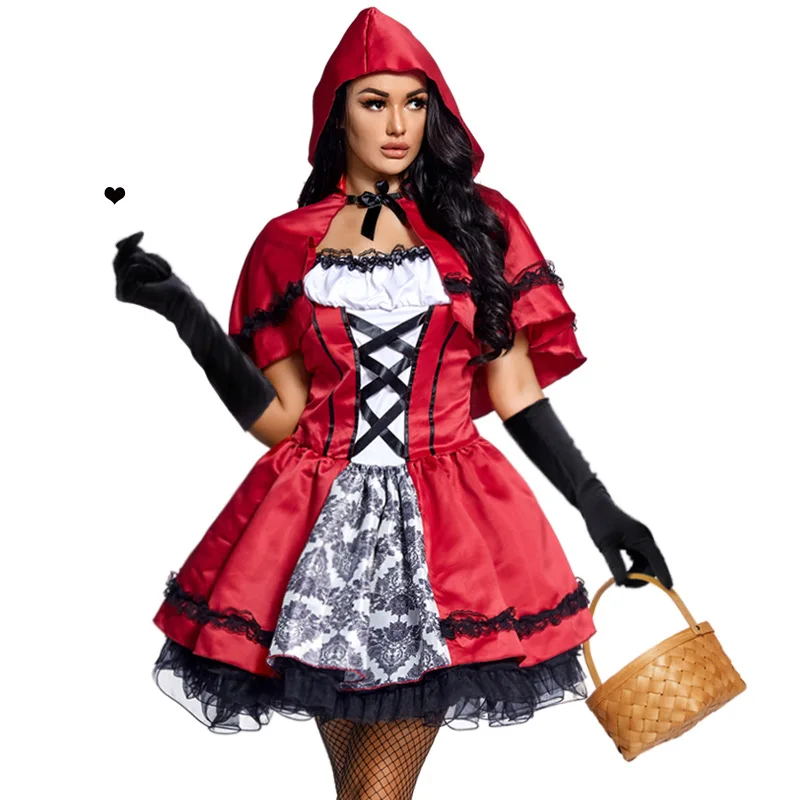 

Halloween Ladies Women Little Red Riding Hood Costume Carnival Party Fancy Dress Fairy Tales Cosplay Clothing