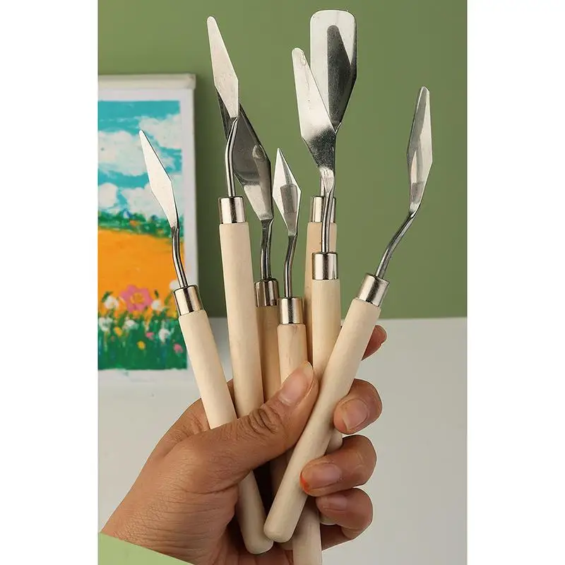Stainless Steel Ceramics Spatula Polymer Clay Scraper Pottery Modeling Tools Art Oil Painting Knives 7Pcs/Set Cake Spatula Kit polymer clay tools pottery sculpting tools clay sculpting tools pottery tools clay craft tool