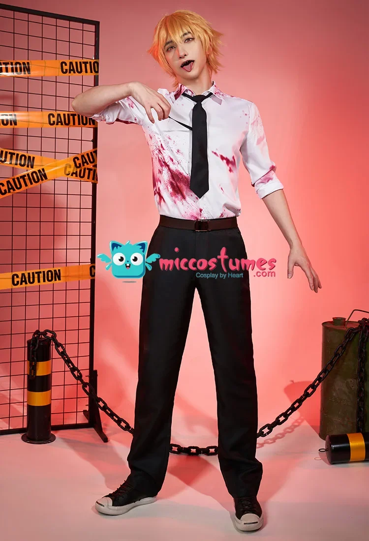 

Unisex Cosplay Costume Bloody White Shirt and Trousers Set for Halloween Coaplay Costume