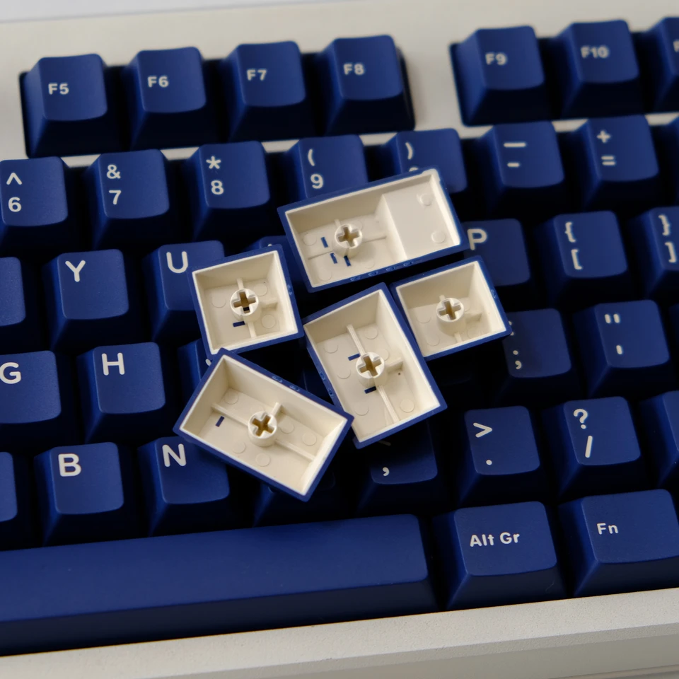 114 Keys Dark Blue Double Shot PBT Custom Keycaps Profile For Cherry MX Switches Mechanical Keyboard_voghion.com