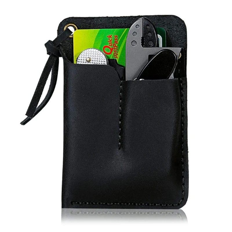Portable Men Leather EDC Organizer Sheath Handmade Tool Pouch Holster for Case Bag Birthday Gift for Men Women Black/Bro 4