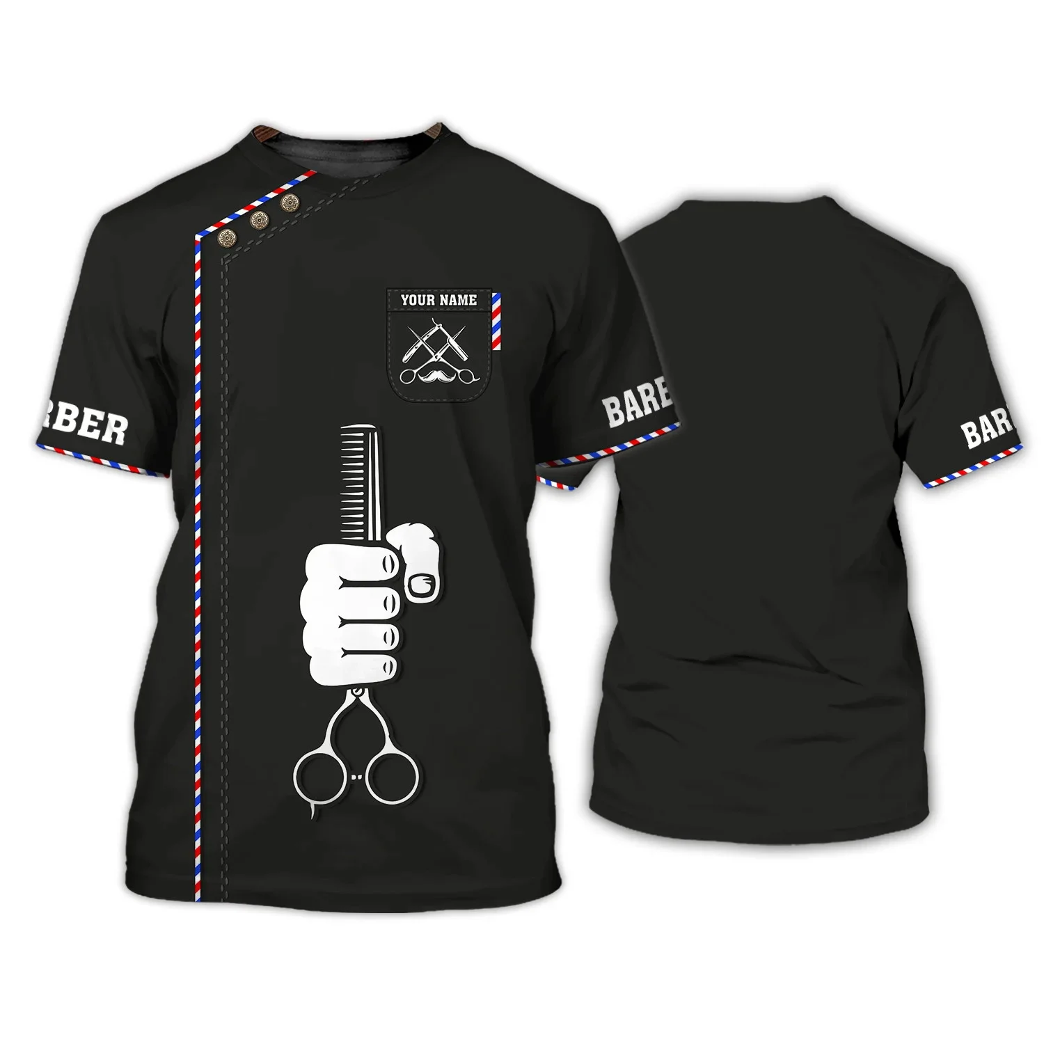 2023 Latest Summer Mens T Shirt Barber Apparel Custom Barber