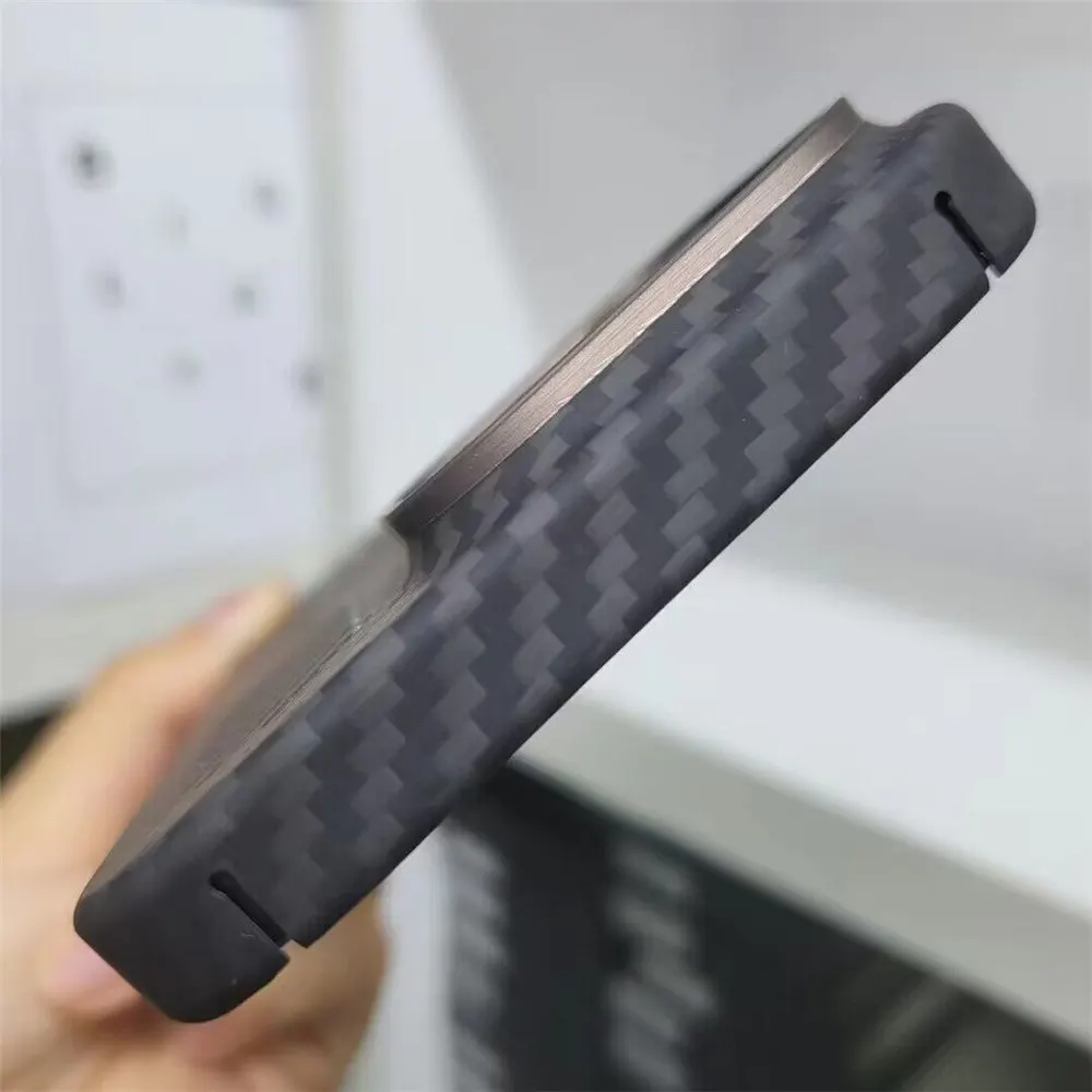 Genuine Carbon Fiber Case for iPhone 14 Pro Max 14Pro Ultra Thin Light Radiating Heat Dissipation Hollow Metal Ring Armor Cover