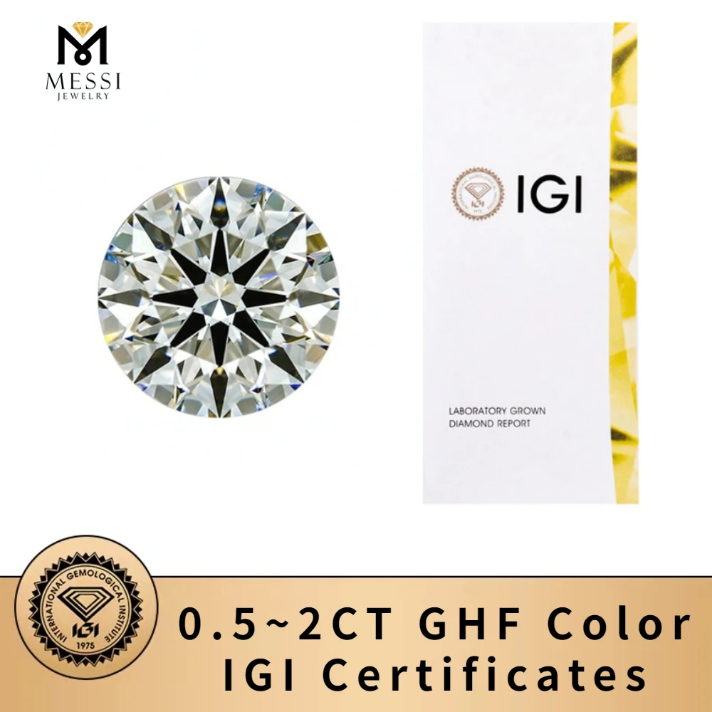 0.5ct 0.8ct 0.9ct 1ct 1.5ct 2ct Lab Grown Diamond With IGI CertificateDiamonds Stone Messi Jewelry