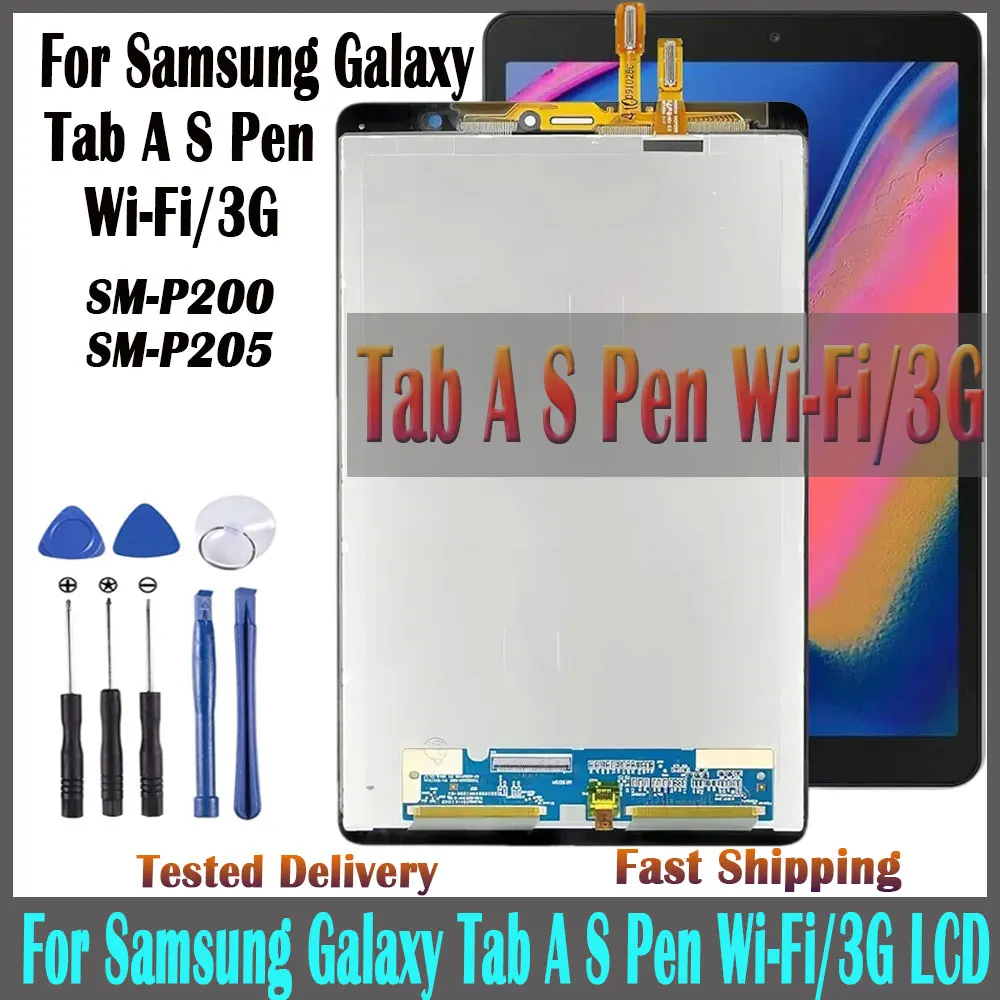 

Новинка для Samsung Galaxy Tab A S Pen Wi-Fi 3G SM-P200 SM-P205 8 "ЖК-дисплей сенсорный экран дигитайзер стекло в сборе P200 P205 ЖК