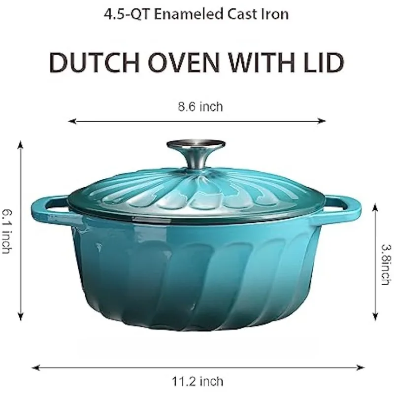 ROYDX Dutch Oven Pot with Lid, Enameled Cast Iron Coated Dutch Oven,  Braiser Pan with Dual Handles , Cooking, Oven Safe - AliExpress