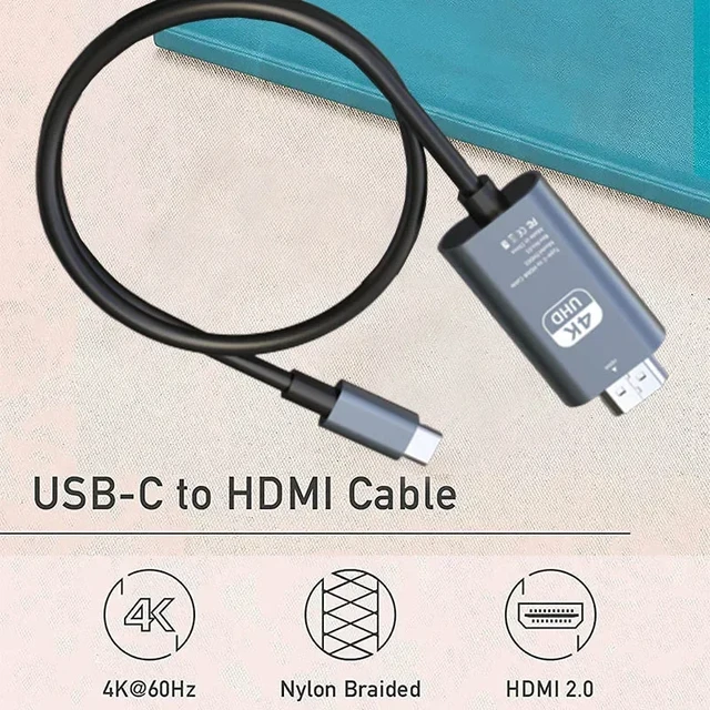 Cable USB C a HDMI para iPad a HDMI para TV USB-C a HDMI Cable adaptador  para teléfono a TV, adaptador Android tipo C a HDMI para iPad a TV, cable