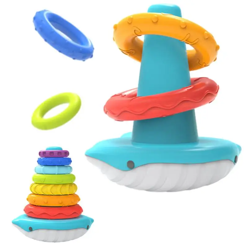 

Colorful Stacking Tower Rainbow Colorful Stacking Rings Tower Building Blocks Toys Montessori Educational Baby Toy Gift