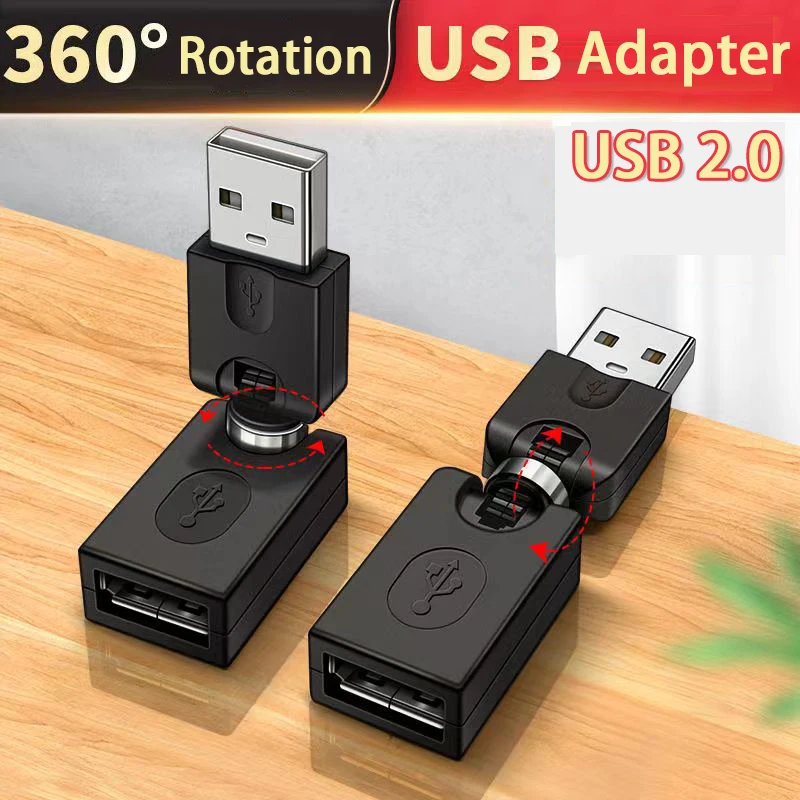 

USB 2,0 адаптер поворотный тип А штекер на тип А гнездо удлинитель вращение на 360 градусов Регулируемый прямоугольный адаптер