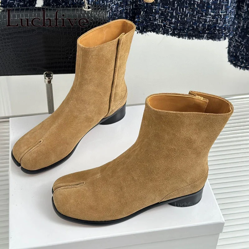 

Brand Suede Leather Split Toe Women's Short Boots New Arrival Ankle Boots Brand Casual Chelsea Boots Women's Shoes