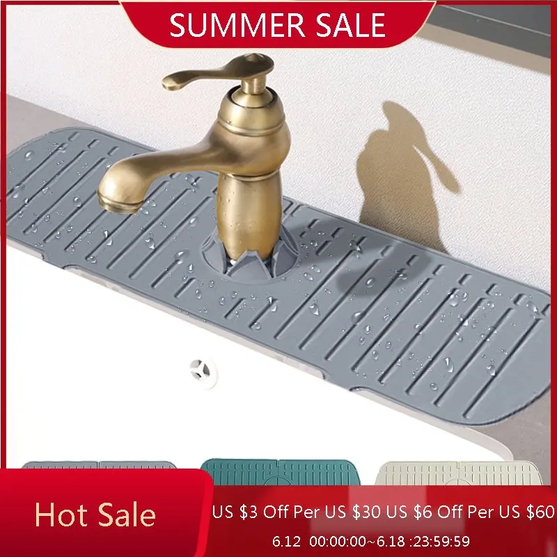 Faucet Silicone Drainage Mat Sink Tools Splash Guard Drain Pad Water