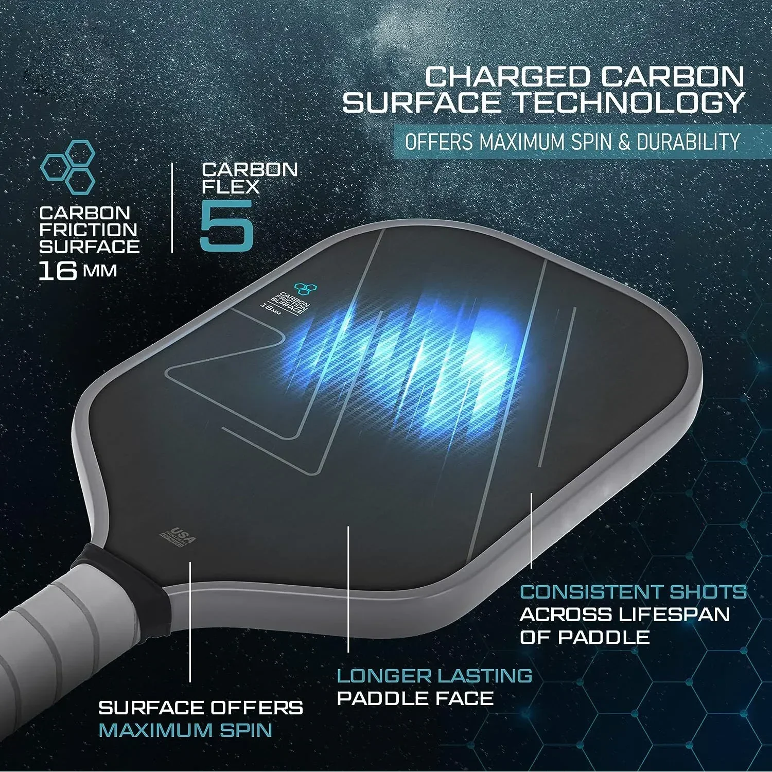 USAPA Approved T700 Raw Carbon Fiber Pickleball Paddle 2